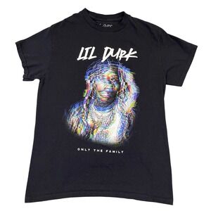 Lil Durk Graphic T-Shirt Only The Family Rap Hip Hop Black Cotton Tee‎ Small